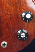 1969 Gibson EB0. Volume and tone knobs, input jack