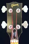 1976 Gibson L9-S Ripperbass. Body detail - headstock with Gibson transfer