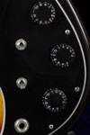 1982 Gibson Victory Artist bass. Body detail - Volume and tone knobs, mode and pickup switches