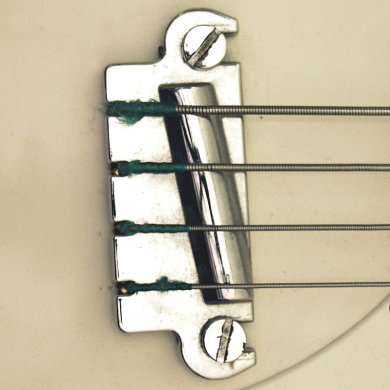 Gibson chrome bar bridge - mounted on a Kalmazoo KB-1 bass guitar