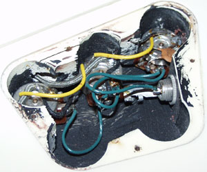 Control cavity of a 1992 Gibson Thunderbird IV