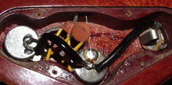 1962 Gibson EB-0 wiring loom, installed in the bass