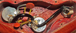 1964 Gibson EB-O wiring loom, in situ