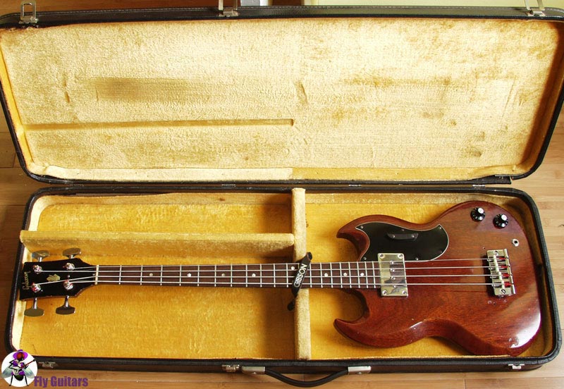 1969 Gibson EB-0 bass in its original plush-lined case