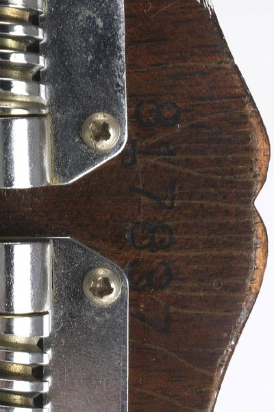 1969 Gibson EB2W - Serial number stamped on the reverse of the headstock