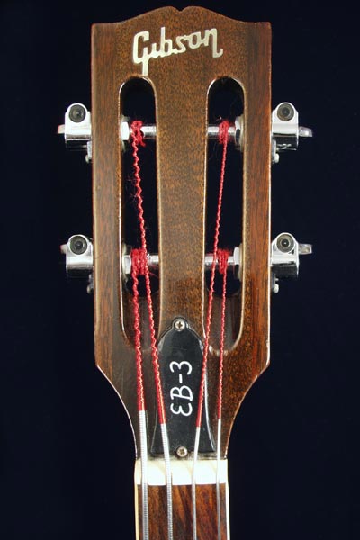 1971 Gibson EB-3. Typical Gibson bass slotted headstock.