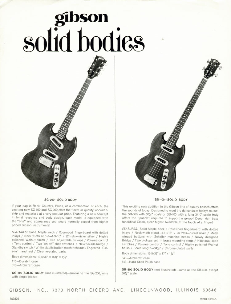 1971 Gibson SG200 and SB400