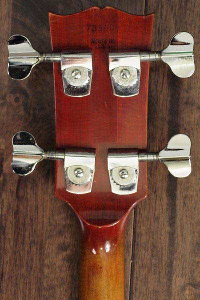 1972 Gibson EB-3L bass rear headstock detail