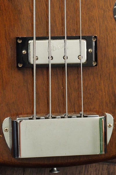 1972 Gibson EB-3L bass body detail - bridge cover, and the bridge humbucking pickup
