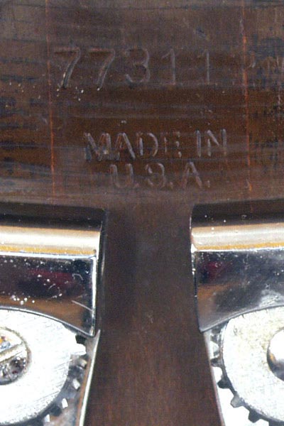 1972 Gibson EB0 - Serial number on the back of the headstock