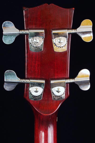 1973 Gibson EB4L. Rear headstock detail.