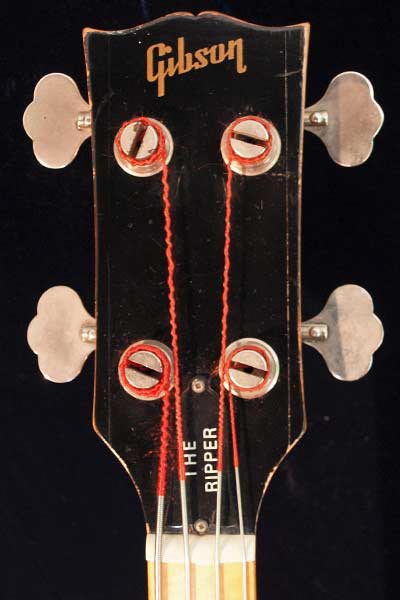 1974 Gibson Ripper bass. Body detail - headstock with Gibson logo
