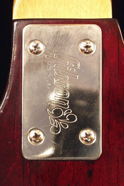 1975 Gibson Grabber bass. Neck plate detail