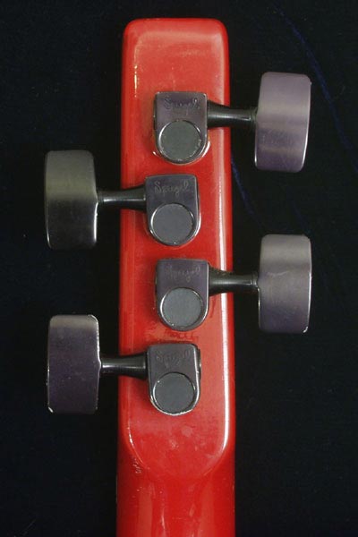 1987 Gibson 20/20 bass- rear headstock detail. The 20/20 had 4 tuning keys in a row, made by Sperzel