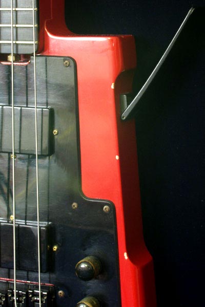 1987 Gibson 20/20 bass- the hinged arm on the underside of the body allows easy playing whilst seated