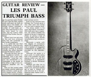 1973 Gibson Les Paul Triumph Ad From the British Magazine Beat Instrumental