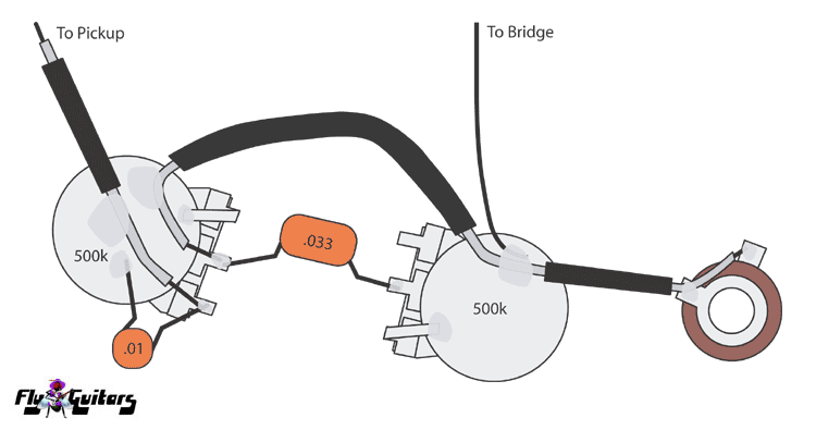 Mid to late 1960s Gibson EB-0 circuit illustration