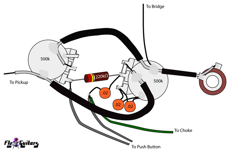 Gibson EB2 circuit - simplified illustration