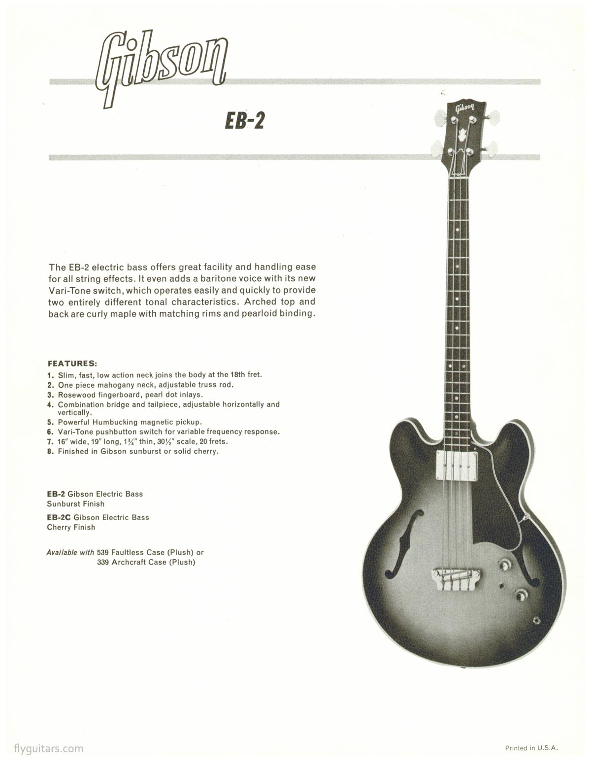 1964/65 promotional sheet for the Gibson EB2 bass