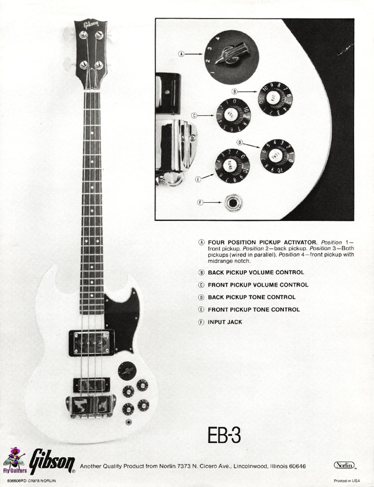 Gibson EB3 Description of Controls (1978)