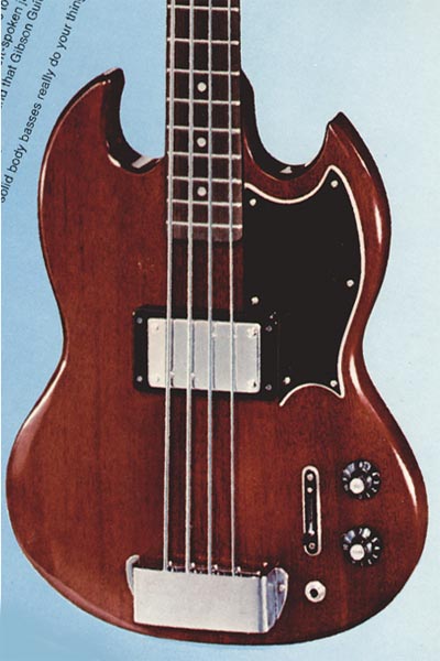 Variations in the Gibson EB4L bass guitar - 1972 catalog image