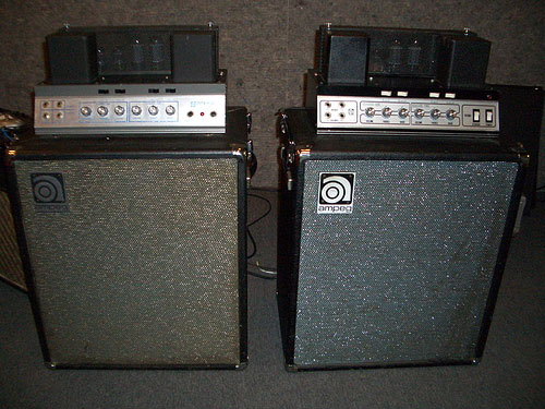 Two of Justins Ampeg B-15s. Left a 1969, right a 1974.