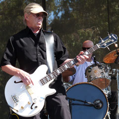 Jack Casady playing a white Epiphone Jack Casady Signature bass, October 2009. Photo David Sidle