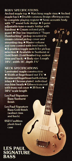 Gibson Les Paul Signature bass from the 1975 Gibson bass catalog