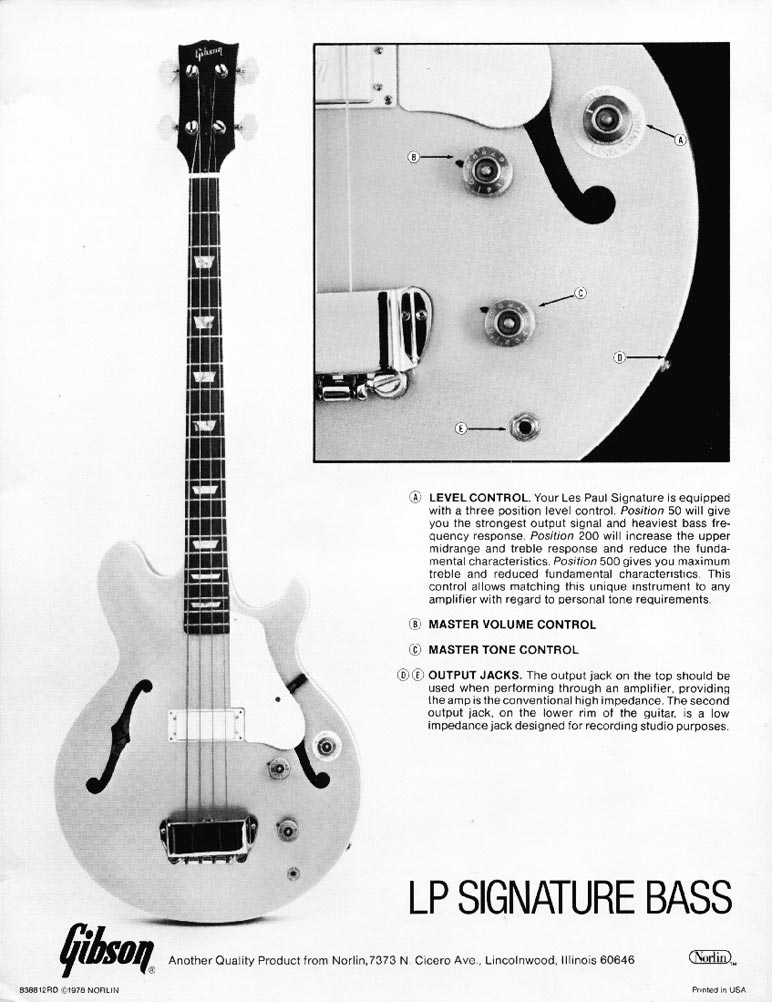 Gibson Les Paul Signature Description of Controls (1978)