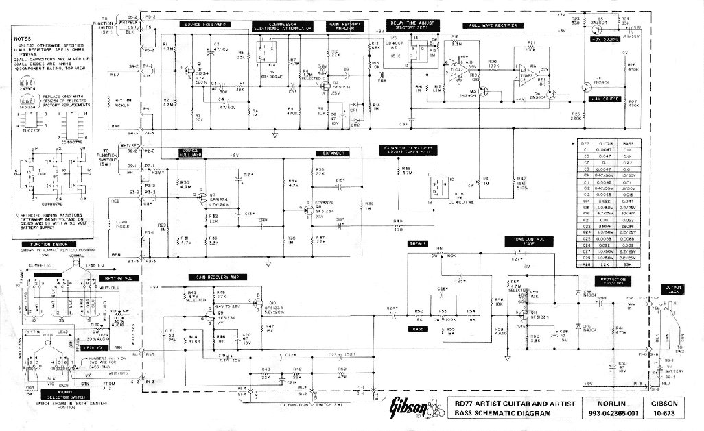 Gibson RD Artist circuit schematic