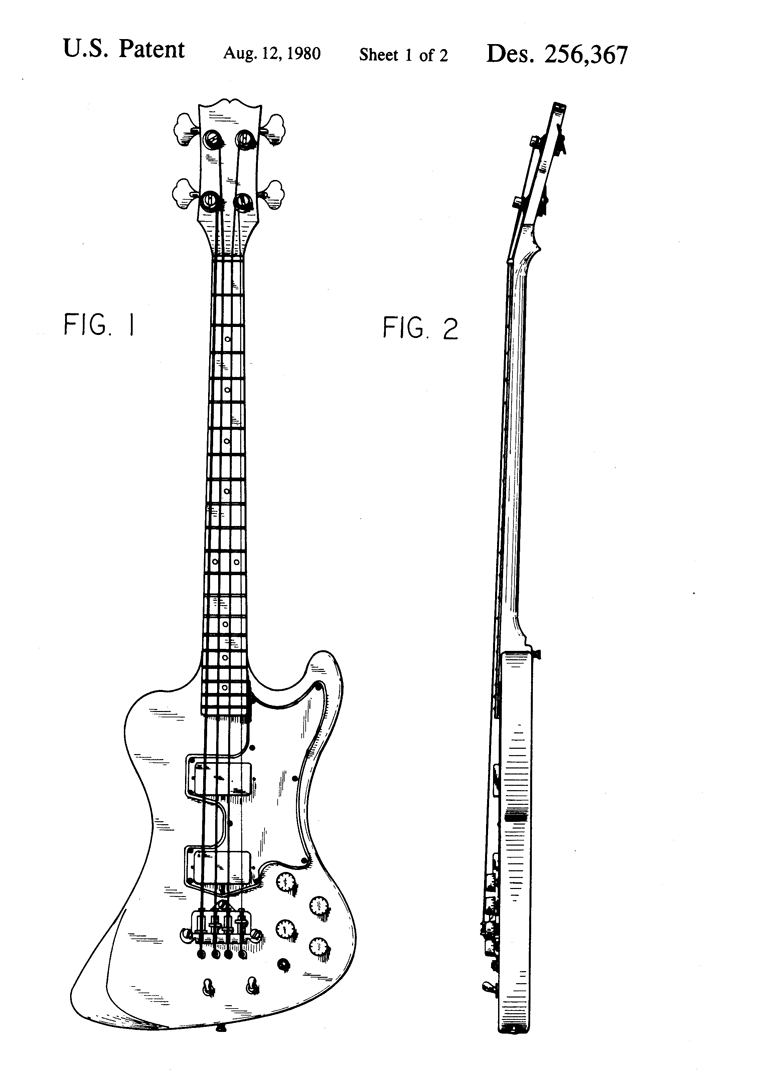 Design patent 256367 - Gibson RD Artist bass, Bruce Bolen, Norlin page 2