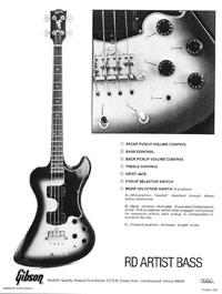 1978 RD Artist bass description of controls