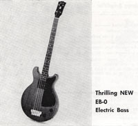 The Gibson EB-0 was announced in the May/June 1959 issue of Gibson Gazette