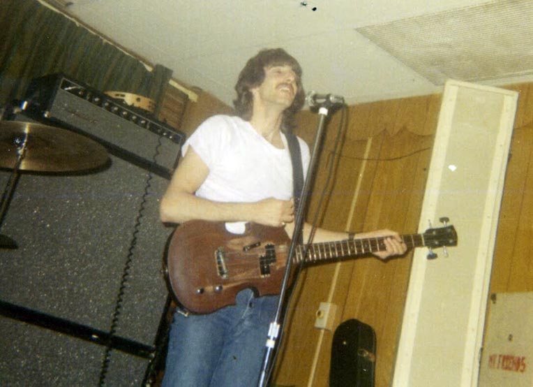 Dave using the the 1954 Gibson EB bass, serial number 4 1999, with '58 Precision pickup