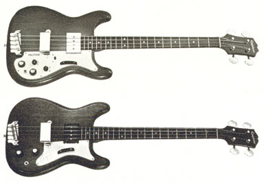 Two Newport basses, above - the EB-SF, or Newport Fuzztone from 1962.  Below - the 1961 Newport, as it looked in 1961.
