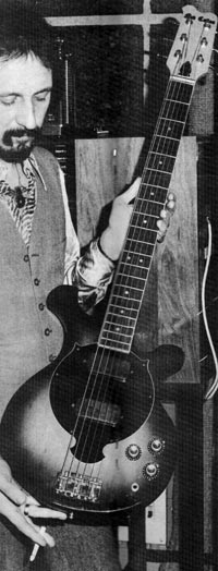 John Entwistle demonstrating his six string Ned Callan bass in early 1977