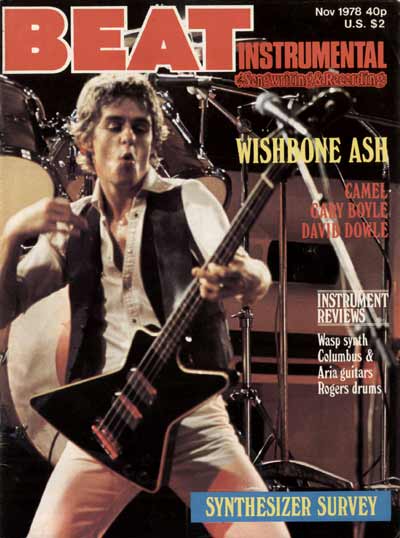Martin Turner and his custom built Hamer bass, appearing on the cover of the November 1978 issue of British music magazine