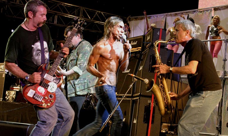 Onstage with Iggy and the Stooges