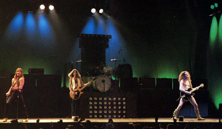 Ted Nugent live; left to right: Charlie Huhn, Dave Kiswiney and Ted Nugent