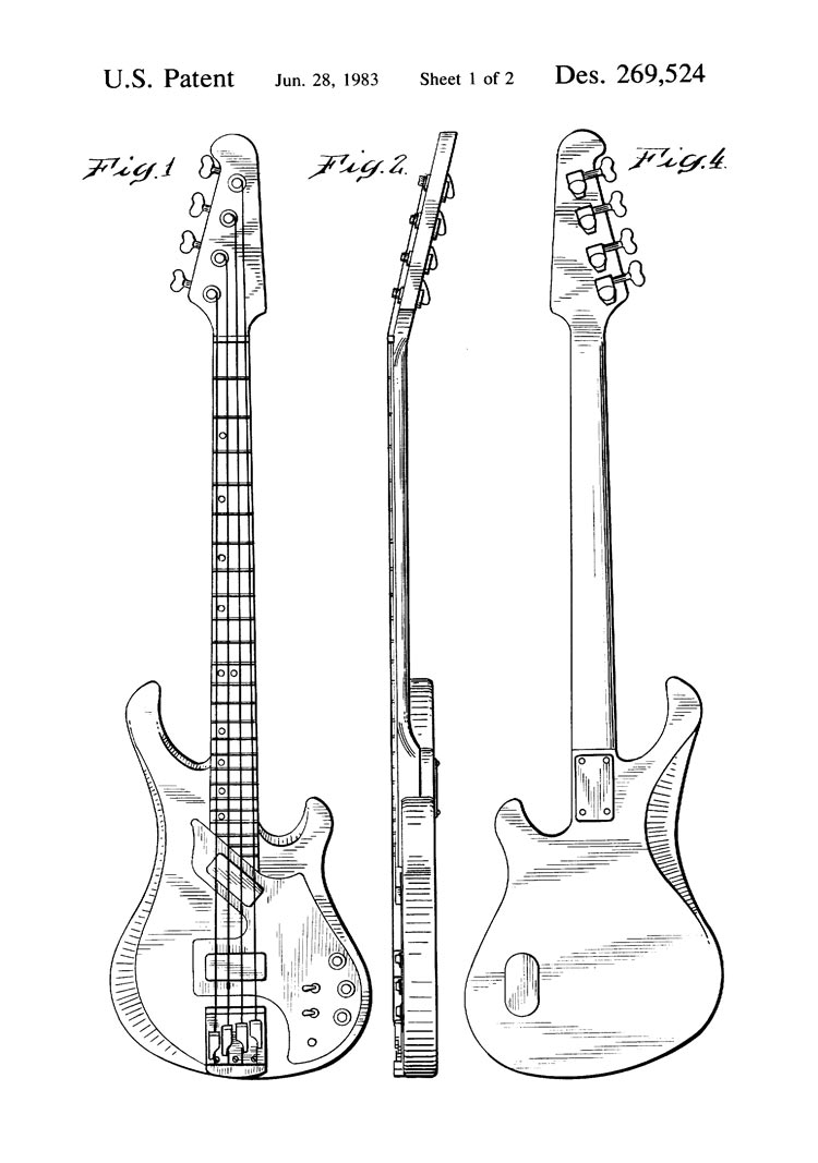 Gibson Victory bass design patent, filed 1981, granted 1983 - page 2