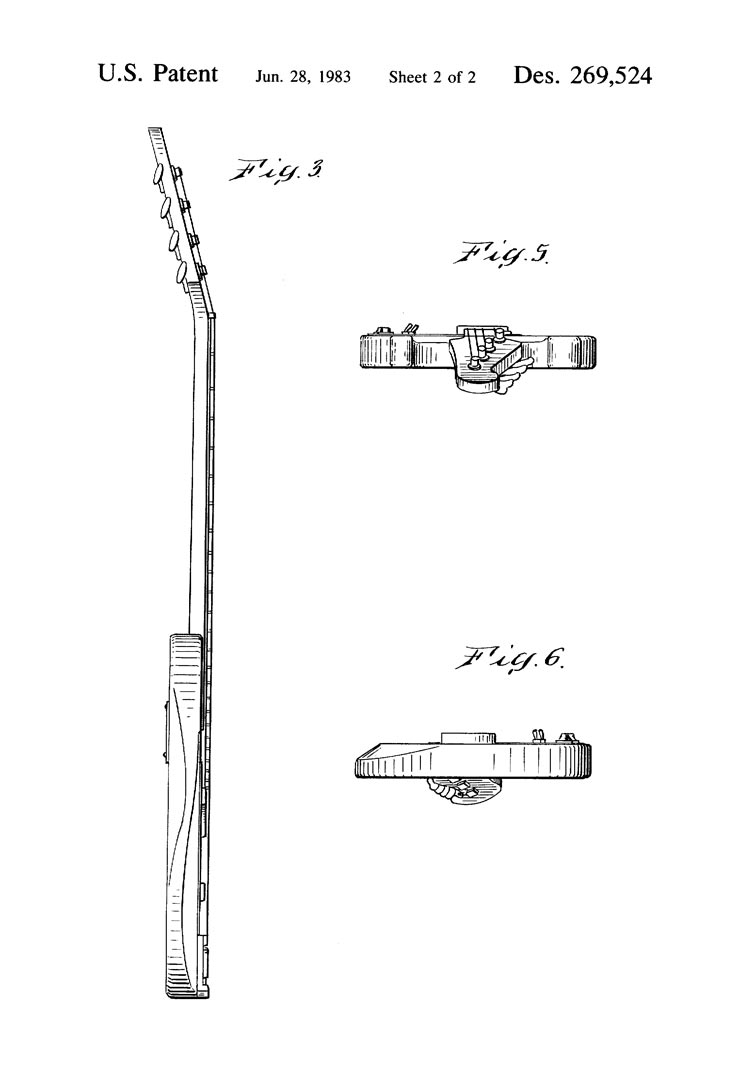 Gibson Victory bass design patent, filed 1981, granted 1983 - page 3
