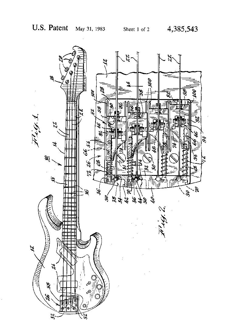 Gibson adjustable bridge patent, filed 1981, granted 1983 - page 2