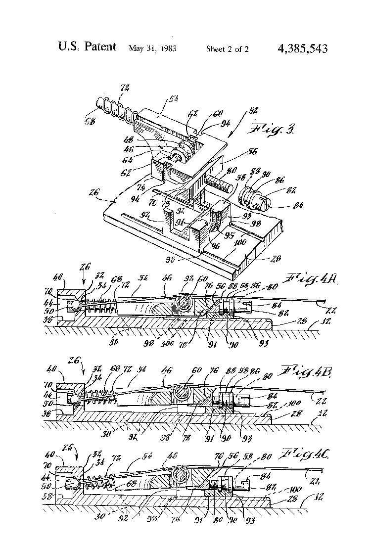 Gibson adjustable bridge patent, filed 1981, granted 1983 - page 3